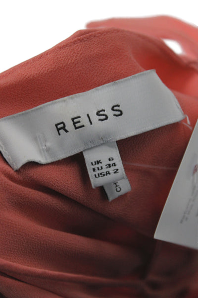 Reiss Womens Orange Halter Slip Dress Knee Length Zip Polyester Size 2