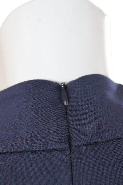 Tuckernuck Womens Shift Dress Blue Mock Neck 3/4 Sleeve Rayon Size M