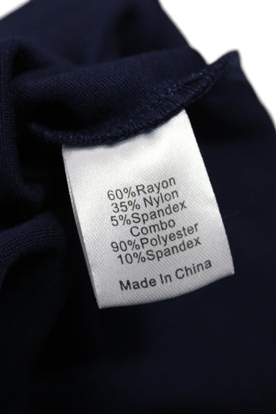 Tuckernuck Womens Shift Dress Blue Mock Neck 3/4 Sleeve Rayon Size M