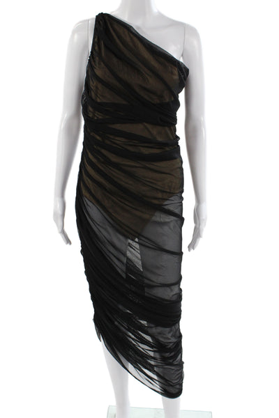Norma Kamali Women Bodycon One Shoulder Long Dress Beige Size XL