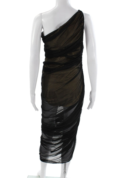 Norma Kamali Women Bodycon One Shoulder Long Dress Beige Size XL