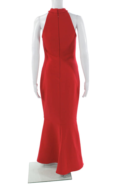 Designer Women Mermaid Long Red Dress High Neck Sleeveless Zip Size 2