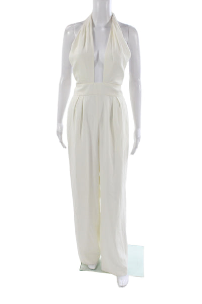 Jill Jill Stuart Women Halter Ivory Jumpsuit Zip Sleeveless Wedding Size 4