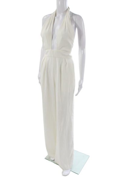 Jill Jill Stuart Women Halter Ivory Jumpsuit Zip Sleeveless Wedding Size 4
