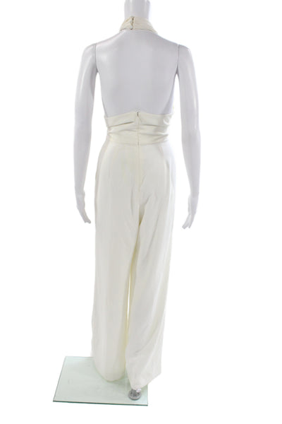 Jill Jill Stuart Women Halter Ivory Jumpsuit Zip Sleeveless Wedding Size 4