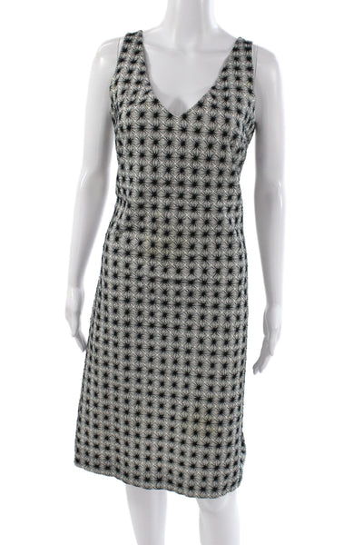 Piazza Sempione Women Sheath Dress Black V Neck Sleeveless Midi Size 44