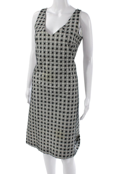 Piazza Sempione Women Sheath Dress Black V Neck Sleeveless Midi Size 44