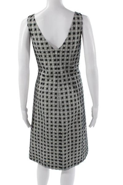 Piazza Sempione Women Sheath Dress Black V Neck Sleeveless Midi Size 44