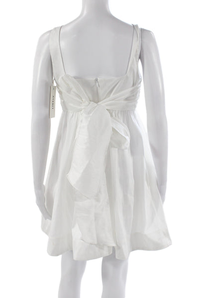 Likely Womens Fit & Flare Dress White Square Neck Midi Sleeveless Zip Size 2