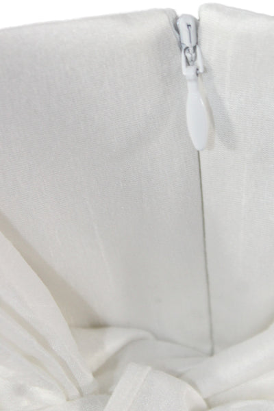 Likely Womens Fit & Flare Dress White Square Neck Midi Sleeveless Zip Size 2