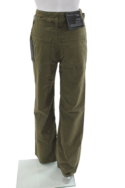 Veronica Beard Women Paperbag Pants Green Button Closure Size 24