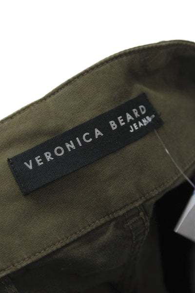 Veronica Beard Women Paperbag Pants Green Button Closure Size 24