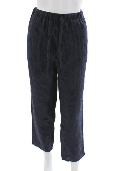 Eileen Fisher Womens Ankle Linen Checked Drawstring Pants Petite Size S