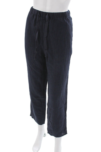 Eileen Fisher Womens Ankle Linen Checked Drawstring Pants Petite Size S