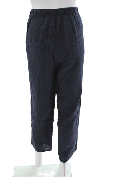 Eileen Fisher Womens Ankle Linen Checked Drawstring Pants Petite Size S
