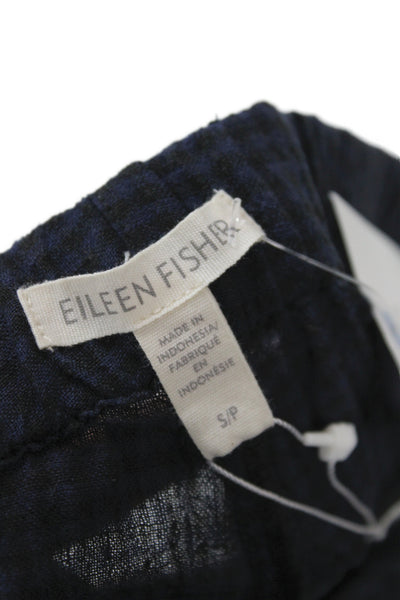 Eileen Fisher Womens Ankle Linen Checked Drawstring Pants Petite Size S