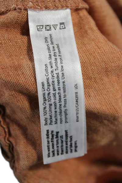 Eileen Fisher Womens Ankle Pants Brown Organic Linen Pull On Size XS