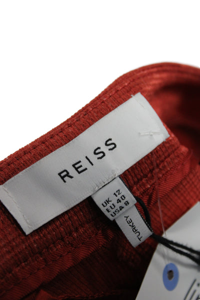 Reiss Women Culottes Red Zip Acetate Solid Size 8
