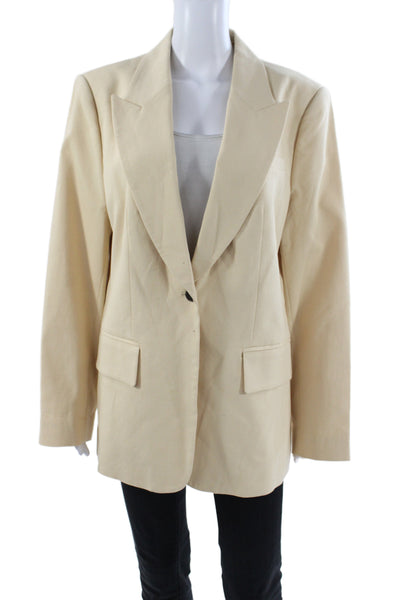 Rebecca Taylor Womens Collared Long Sleeve Buttoned Blazer Tan Size 16
