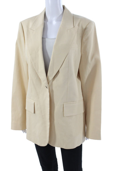 Rebecca Taylor Womens Collared Long Sleeve Buttoned Blazer Tan Size 16