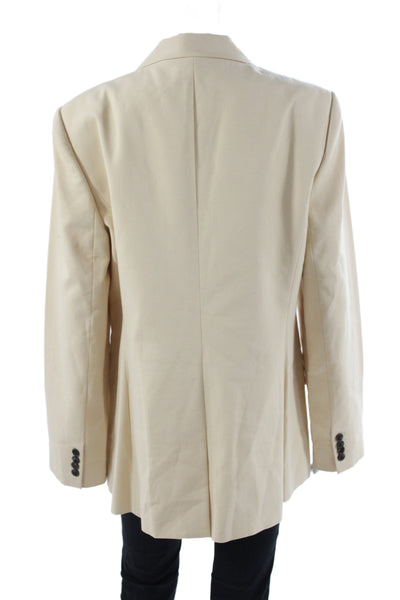 Rebecca Taylor Womens Collared Long Sleeve Buttoned Blazer Tan Size 16