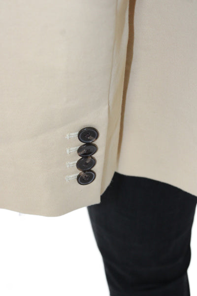 Rebecca Taylor Womens Collared Long Sleeve Buttoned Blazer Tan Size 16