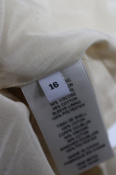 Rebecca Taylor Womens Collared Long Sleeve Buttoned Blazer Tan Size 16