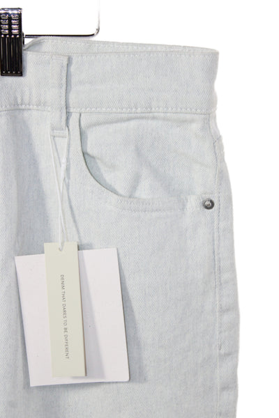 DL1961 Womens Straight Jeans White Cotton Mid Rise Petite Button Fly Size 29