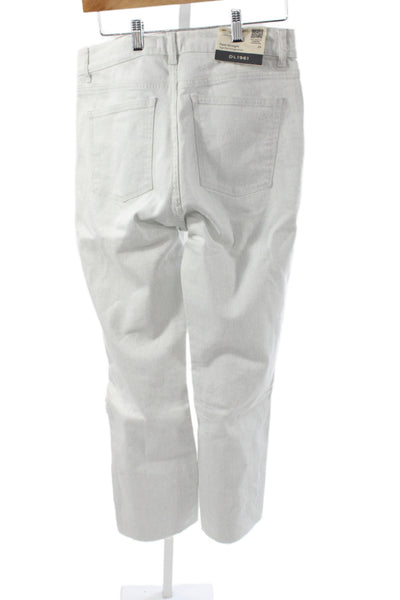 DL1961 Womens Straight Jeans White Cotton Mid Rise Petite Button Fly Size 29
