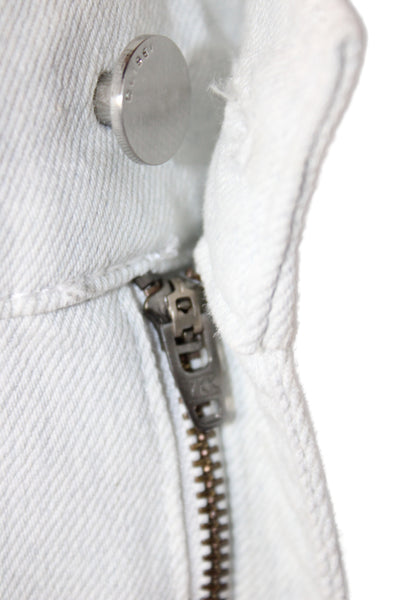 DL1961 Womens Straight Jeans White Cotton Mid Rise Petite Button Fly Size 29
