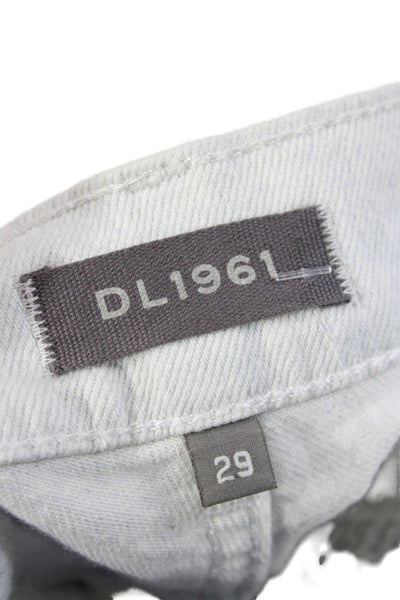 DL1961 Womens Straight Jeans White Cotton Mid Rise Petite Button Fly Size 29