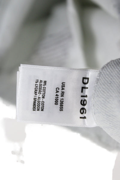 DL1961 Womens Straight Jeans White Cotton Mid Rise Petite Button Fly Size 29