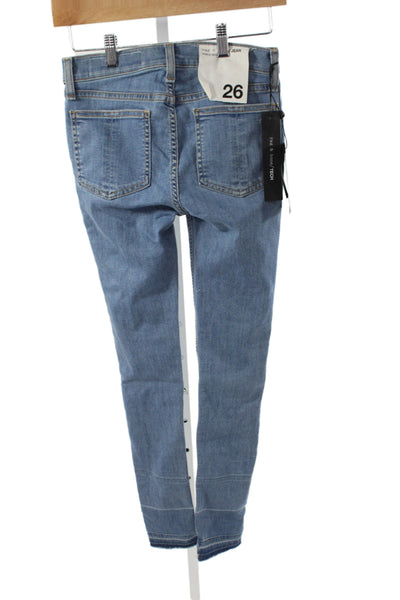 Rag & Bone Women Ankle Jeans Blue Mid Rise Cotton 27 Inseam Size 26