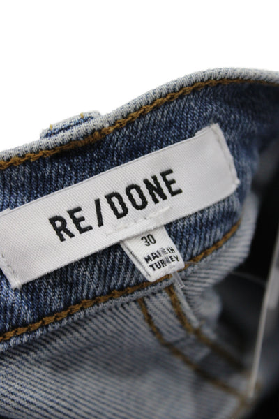 Redone Womens Blue Straight Jeans Mid Rise Cotton Size 30