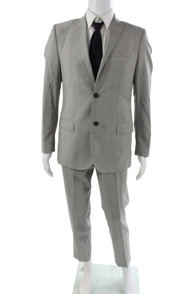J. Lindeberg Mens Gray 2 Piece Virgin Wool Classic Solid Suit Button Size 50