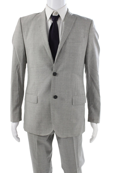 J. Lindeberg Mens Gray 2 Piece Virgin Wool Classic Solid Suit Button Size 50