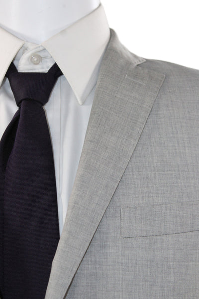 J. Lindeberg Mens Gray 2 Piece Virgin Wool Classic Solid Suit Button Size 50