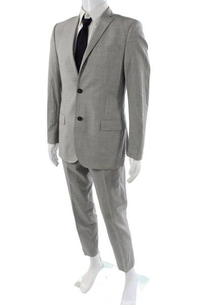 J. Lindeberg Mens Gray 2 Piece Virgin Wool Classic Solid Suit Button Size 50