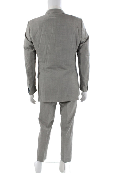 J. Lindeberg Mens Gray 2 Piece Virgin Wool Classic Solid Suit Button Size 50