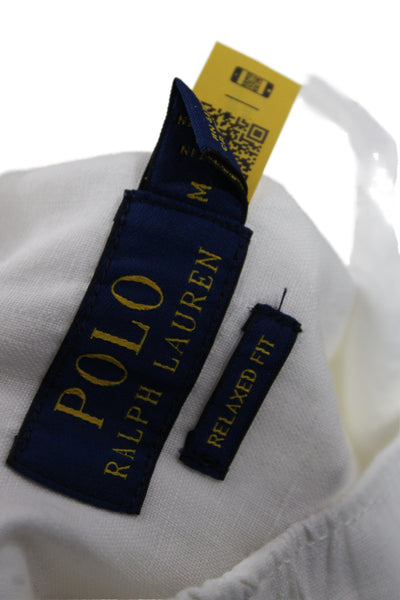 Polo Ralph Lauren Womens White Linen Drawstring Jogger Pants Size M