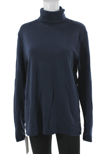 Todd Snyder Mens Blue Cotton Turtleneck Long Sleeve Basic Size M
