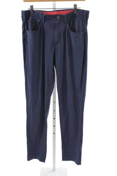 Redvanly Mens Chino Pants Blue Button 75% Nylon Athleisure Size M