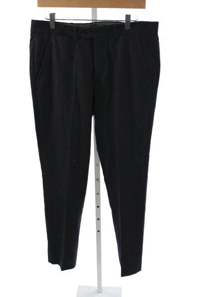Todd Snyder Mens Dress Pants Blue Wool Striped Button Classic Size 30