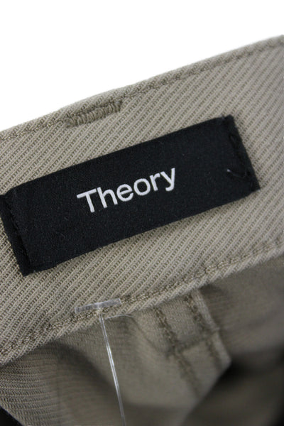 Theory Mens Chino Pants Beige Button Cotton Blend Size 32