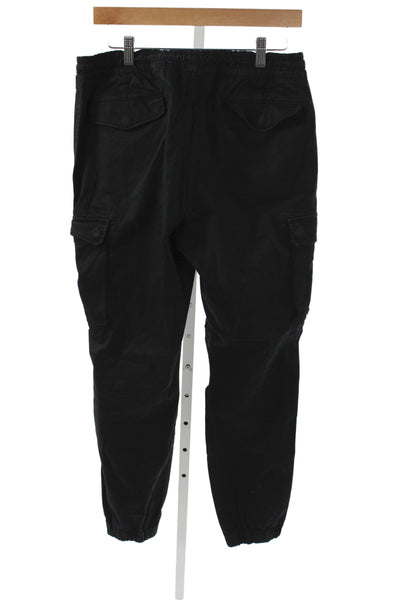 Polo Ralph Lauren Mens Black Cargo Pants Cotton Drawstring Inseam 29 Size M