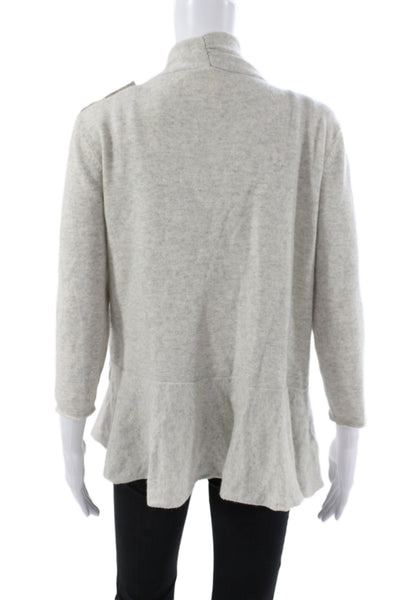 Nanette Lepore Womens Gray Cashmere Cowl Neck Cardigan 3/4 Sleeve Size L