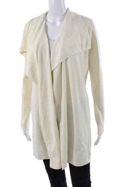 Theory Womens Cardigan Ivory Cowl Neck Wool Long Sleeve Size M