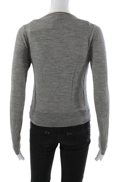 J Crew Women Gray Wool Cardigan Crew Neck Long Sleeve Size S