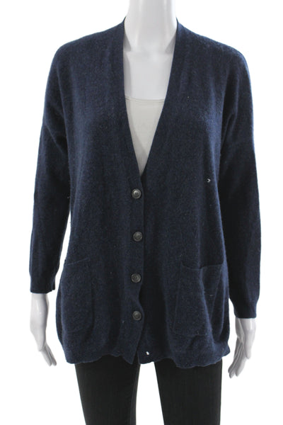 Theory Women Cashmere V-Neck Cardigan Blue Long Sleeve Size PP