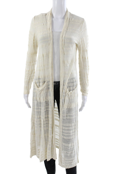 Moth Womens Ivory Striped V Neck Cardigan Sweater Long Sleeve Size S